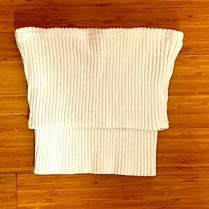ZARA WHITE RIBBED Knit Sleeveless Turtleneck Top
